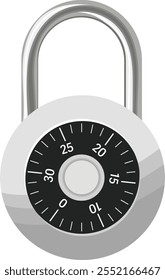 Padlock Mechanical Combination Illustration Isolated on White Background	