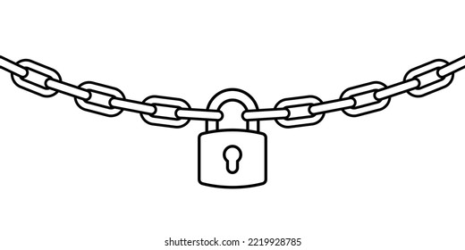 Padlock and metal chain icon concept of protection. Vector illustration.