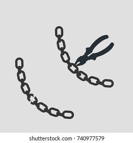 Padlock and metal chain icon concept of protection. Vector illustration.