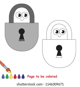 Padlock Metal smiley to be colored, the coloring book for preschool kids with easy educational gaming level.