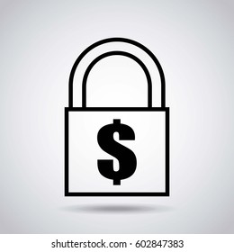 padlock with money sign over white background. vector illustration