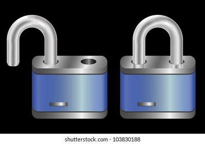 Padlock on black, vector, 10eps.