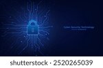 Padlock on circuit board. Secure system and network protection technology concept. Cyber security technology futuristic background. Vector illustration design for banner and template. 