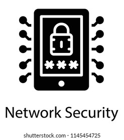 Padlock on mobile screen representing mobile security icon concept