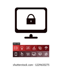 Padlock on a screen vector icon