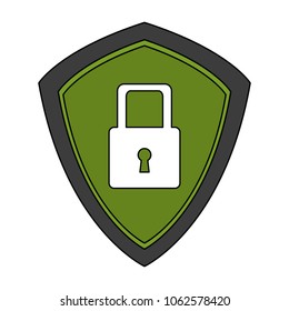 Padlock on shield symbol
