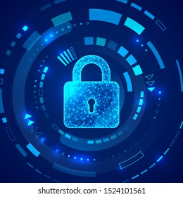 Padlock on technology background. Protection concept of digital and technology. System privacy. Protect personal data. vector illustration