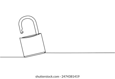 Padlock in one continuous line drawing. Isolated on white background vector illustration. Pro vector, system protection - minimal line web icon. simple vector illustration. concept for infographic,
