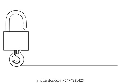 Padlock in one continuous line drawing. Isolated on white background vector illustration. Pro vector, system protection - minimal line web icon. simple vector illustration. concept for infographic,