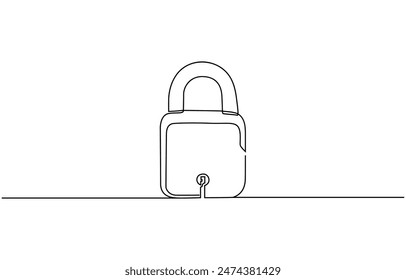 Padlock in one continuous line drawing. Isolated on white background vector illustration. Pro vector, system protection - minimal line web icon. simple vector illustration. concept for infographic,