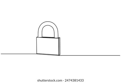 Padlock in one continuous line drawing. Isolated on white background vector illustration. Pro vector, system protection - minimal line web icon. simple vector illustration. concept for infographic,