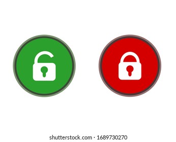Icono de vector de candado abierto y cerrado, rojo y verde