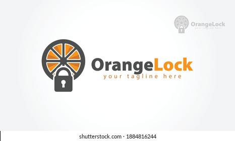 Padlock Orange logo template. Vector