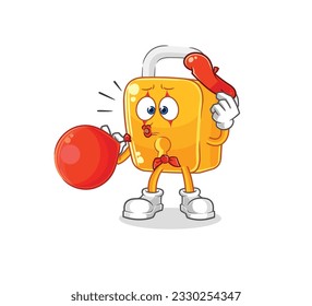 the padlock pantomime blowing balloon. cartoon mascot vector