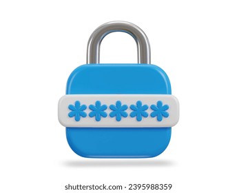 padlock with password icon 3d pin code password icon 3d render