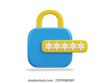 padlock with password icon 3d pin code password icon 3d render