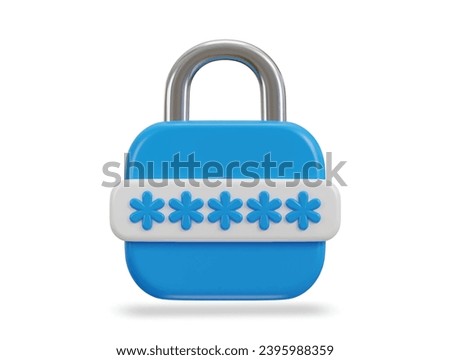 padlock with password icon 3d pin code password icon 3d render