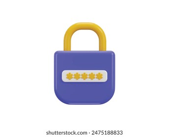 Icono de candado y Contraseña 3d render Pin code protección de Contraseña seguridad icon