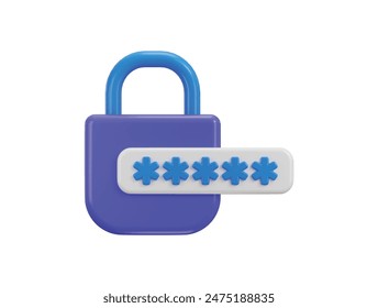 Padlock and password icon 3d render Pin code password protection security icon