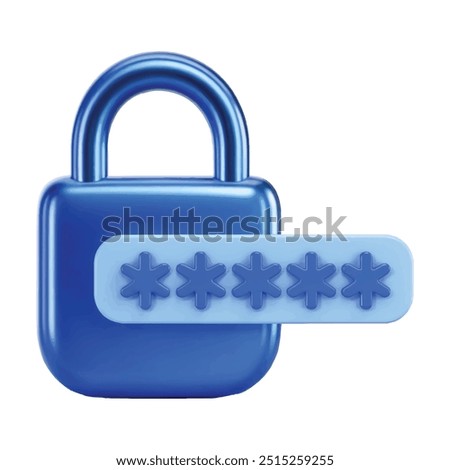 Padlock and password icon, 3D render. Represents PIN code password protection and security. Ideal for cybersecurity and access control themes.