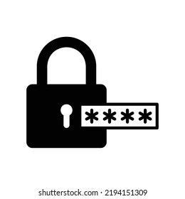 Padlock Password Icon In Black Solid Style