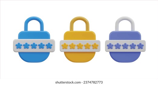 padlock and password icon set