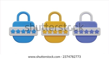 padlock and password icon set