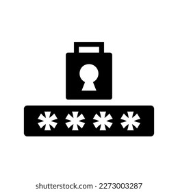 Padlock and password silhouette icon. Vector.