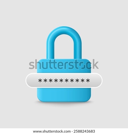 Padlock and password, vector illustration. Personal data protection and encryption, confidential information security on the Internet.
