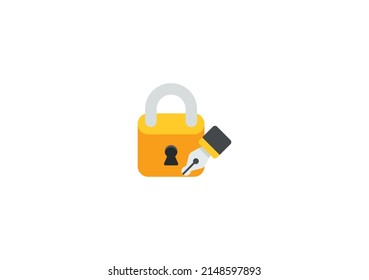 Reloj con el vector de pluma Emoticon aislado. Editar icono de contraseña