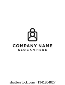padlock people logo design vector illustration template