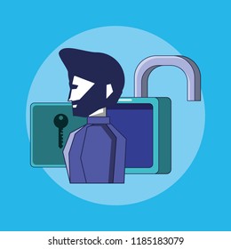 padlock with person privacy data