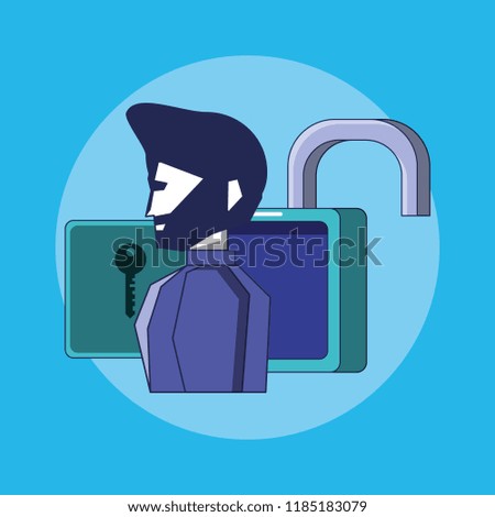 padlock with person privacy data