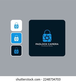 candado con plantilla de diseño de logotipo de fotografía