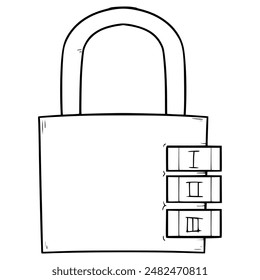 padlock with pin illustration hand drawn outline vector