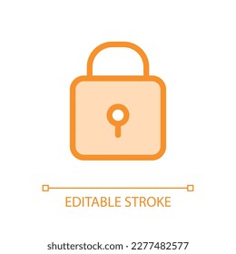 Padlock pixel perfect glassmorphism ui icon. Protection. Cyber security. Color filled line element with transparency. Vector pictogram in glass morphism style. Editable stroke. Arial font used