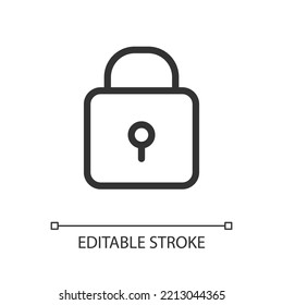 Padlock pixel perfect linear ui icon. Closed access to sensitive data. Cyber security. GUI, UX design. Outline isolated user interface element for app and web. Editable stroke. Poppins font used