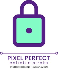 Padlock pixel perfect RGB color ui icon. Closed access to data. Simple filled line element. GUI, UX design for mobile app. Vector isolated pictogram. Editable stroke. Poppins font used