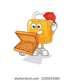 el vector de entrega de pizza de candado. personaje de caricatura