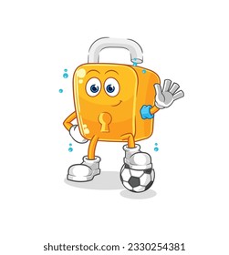 the padlock playing soccer illustration. character vector