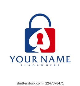 Padlock Poker logo vector template, Creative Poker logo design concepts