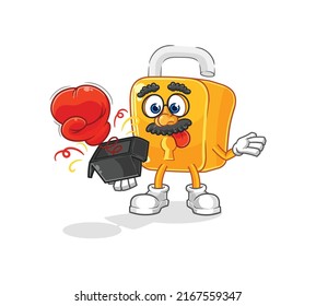 the padlock prank glove in the box. cartoon mascot