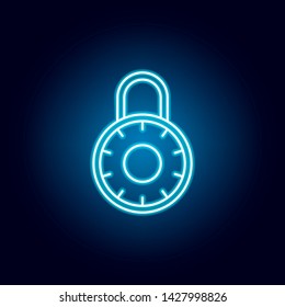 padlock, privacy, security outline icon in neon style. elements of education illustration line icon. signs, symbols can be used for web, logo, mobile app, UI, UX