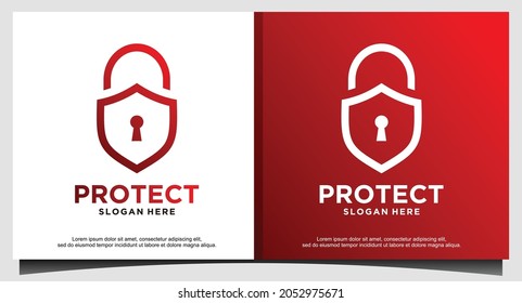 padlock protect security logo design vector