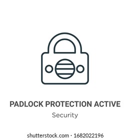 Padlock protection active outline vector icon. Thin line black padlock protection active icon, flat vector simple element illustration from editable security concept isolated stroke on white 