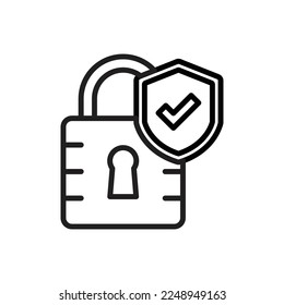 Padlock Protection Outline Icon Vector Illustration