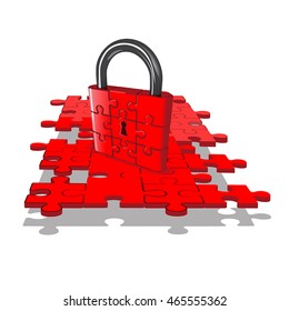  Padlock and puzzle.  Vector illustration