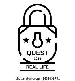 Padlock quest real life icon. Outline padlock quest real life vector icon for web design isolated on white background