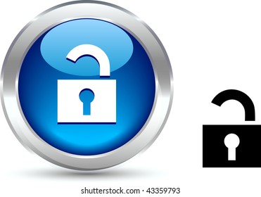 Padlock   realistic button. Vector illustration.