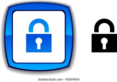 Padlock   realistic button. Vector illustration.